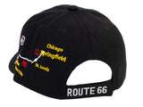 Route 66 Embroidered Hat – Classic Cap with Historic Highway Map Design Black