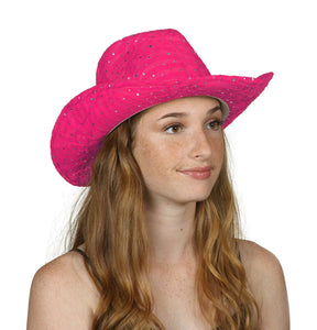 TopHeadwear Glitter Sequin Trim Cowboy Hat